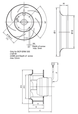 Dimensions of a Backward Curved Fan